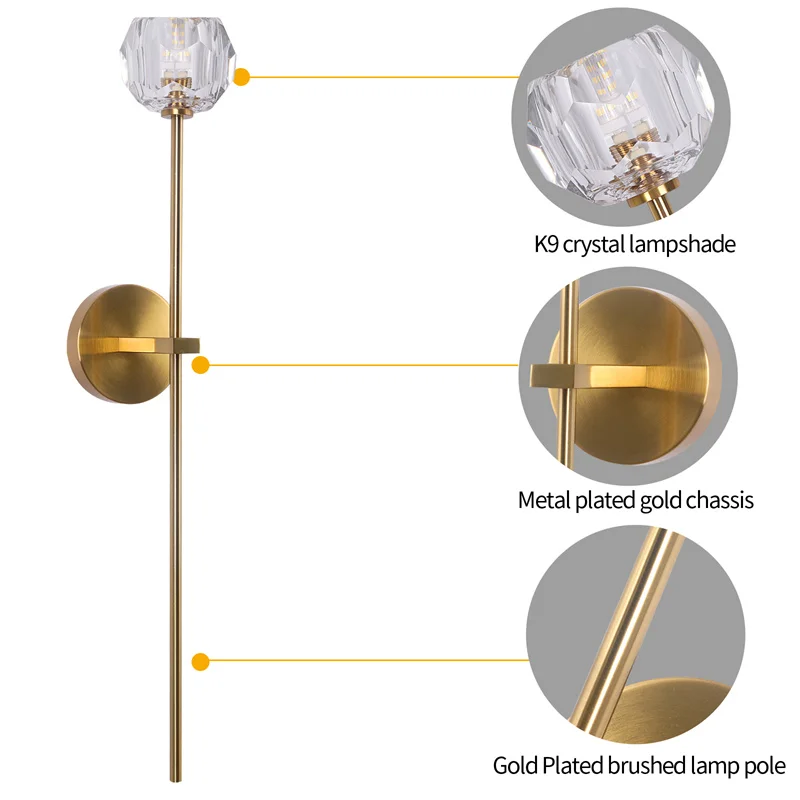 Modern Crystal Sconce Lamp G9 Wall Sconce Aisle Door Front Lights Sleeping Copper Wall Lights Bedside Lamp For Bedroom Fixtures