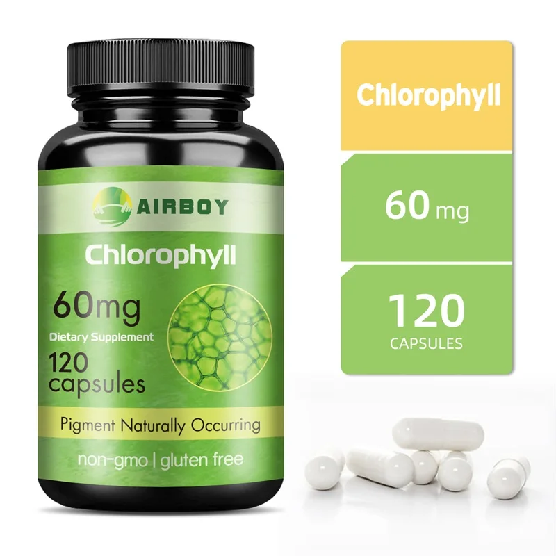 

Chlorophyll Capsules - Natural Detoxification and Cleansing, Boosts Energy and Immunity, Improves Skin Health