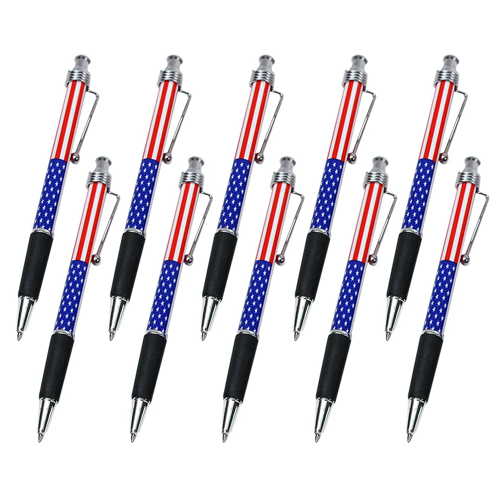 

10 Pcs Smooth Writing Ballpoint Pens with Telescopic Grip Ideal for Office School Home Patriotic Ink Pen Collection