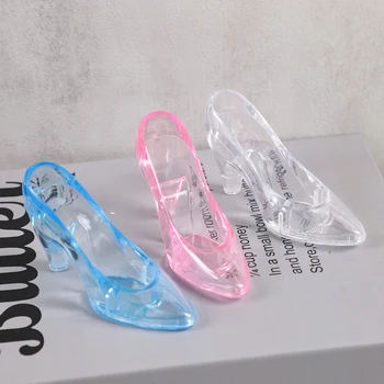 6 ชิ้นพลาสติกโปร่งใสเจ้าหญิงคริสตัลรองเท้า Candy กล่องรองเท้าส้นสูงเดสก์ท็อปเครื่องประดับ Baby Shower Birthday Party Decor