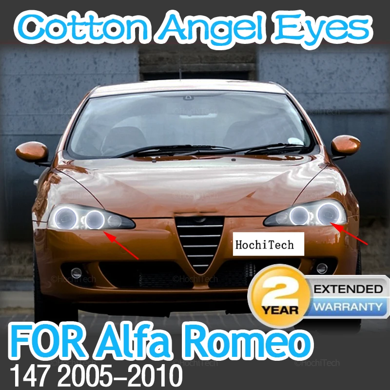 

Car-styling Dual color White Yellow LED Halo Rings Cotton Light For Alfa Romeo 147 2005-2010 LED SMD Angel Eyes Kit Lamps