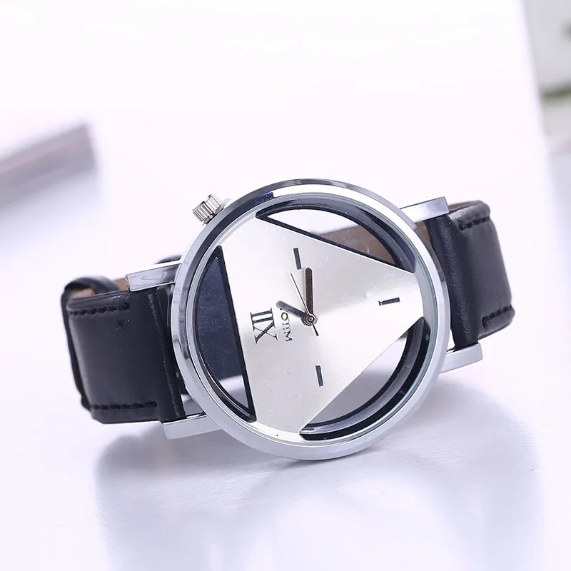 Transparent Watches Women Triangular Watches Casual Leather Band Quartz Wristwatch Reloj Mujer Relogio Feminino Ladies Watches