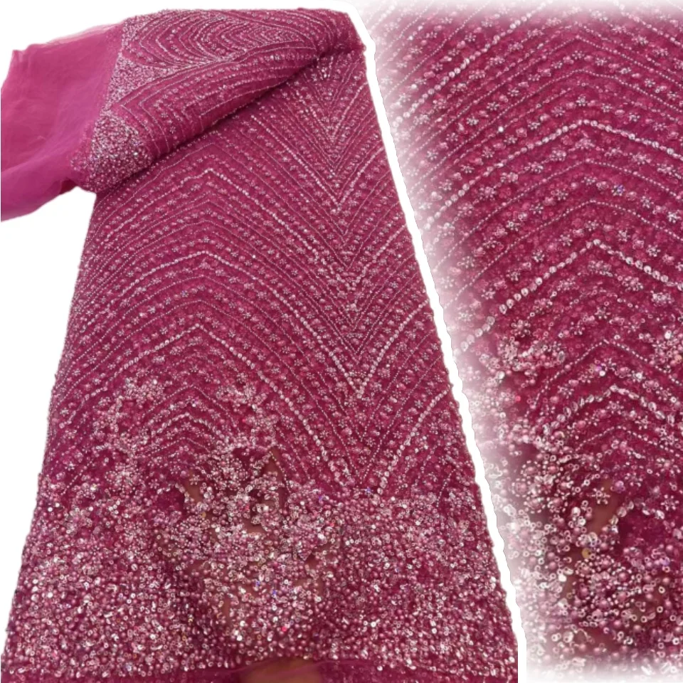 

Ткань из тюля с бисером и кружевом цвета розового золота 2026, высококачественная африканская сетчатая ткань с пайетками для пошива женских вечерних платьев 2233