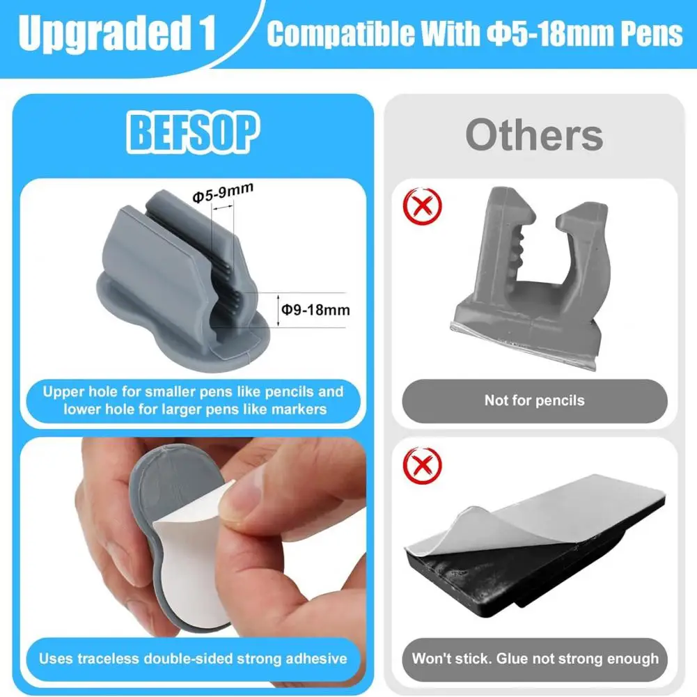 Akcesoria do Organizer na biurko uchwyty na długopisy na lodówkę 6 szt. Ulepszonych uchwyty na długopisy z mocny klej do łatwej instalacji