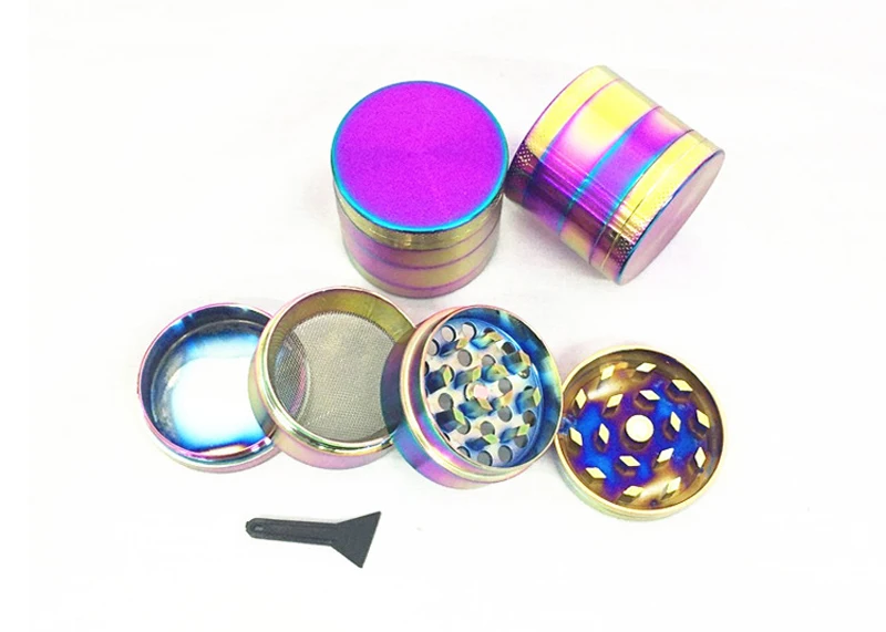 4 Layers Metal Round Tobacco Grinder 4 cm Zinc Magic Color Machine Rainbow Color Grinding Machine Broken Grinding Machine