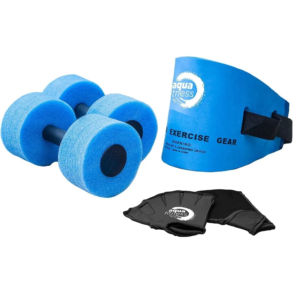 Water Fitness Set – Exercise Equipment for Water Aerobics and Other Pool Exercise – Includes Aquatic Swim Belt, Resistance