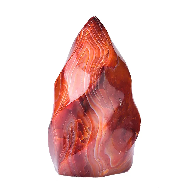 Natural Carnelian Red Agate Torch Flame Psychic Meditation Healing Feng Shui Gemstone Free Form Fire Crystal Room Ornament