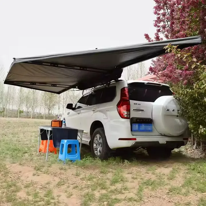 270 درجة ظلة الألومنيوم هارد شل تلسكوبي سيارة شنت القطاع الجانب خيمة المظلة #2