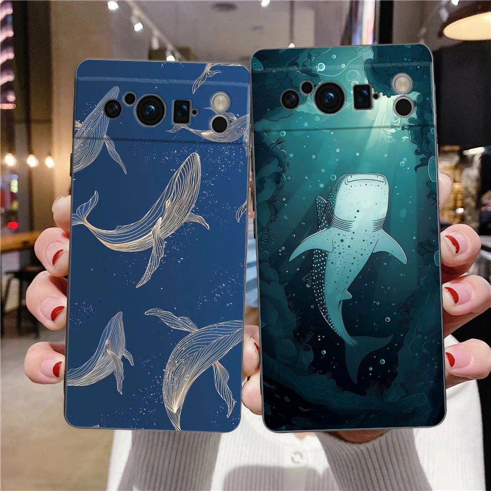 Ins Ripple Texture Aquaria Lovely Fishes Phone Case Cover for Google Pixel 9 8 7 6 7A 6A Pro Shockproof Silicone 9 Pro XL Shell