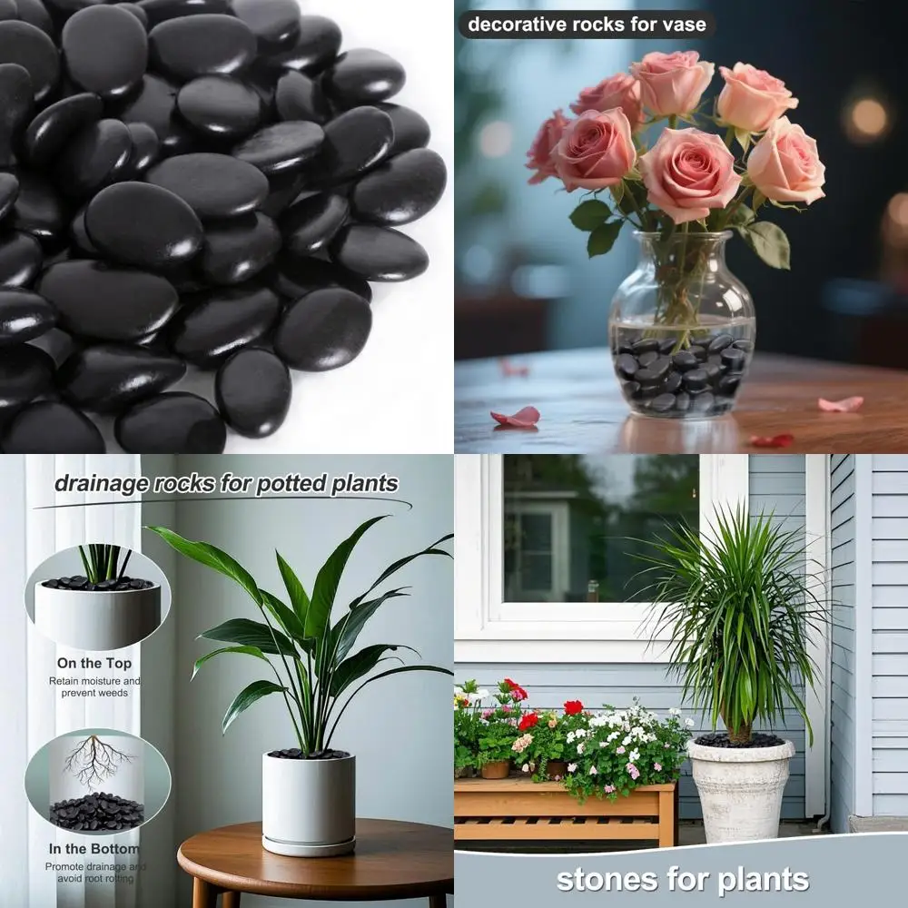 

Black River Stones 30LB, Small Pebbles for Plant Arrangements, Vase Fillers, Landscaping, Polished Decorative Rocks, 1-1.3 Inch,