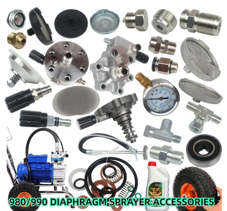 990 Airless Sprayer Parts Diaphragm Pump Body Repair Cylinder Head Pressure Regulating Return Valve Inlet Suction Pipe Strainer