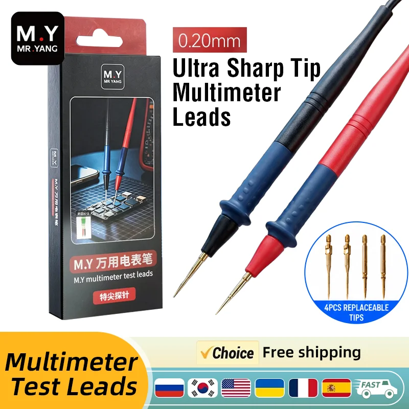 

MR.YANG CAT I Safe Multimeter Probe Cables Gold Plated Tips For Mobile Mainboard Precision Measurement