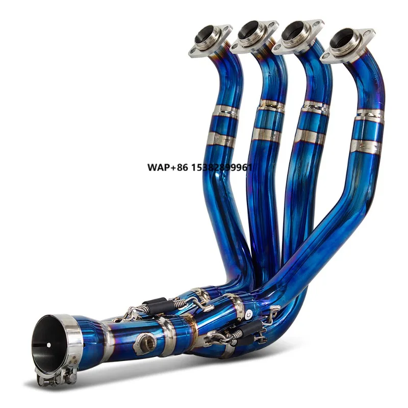 

Motorcycle Exhaust Modify Blue Front Pipe Escape Titanium Header Tube Fit Original Muffler for ZX6R ZX-6R 2021-2025