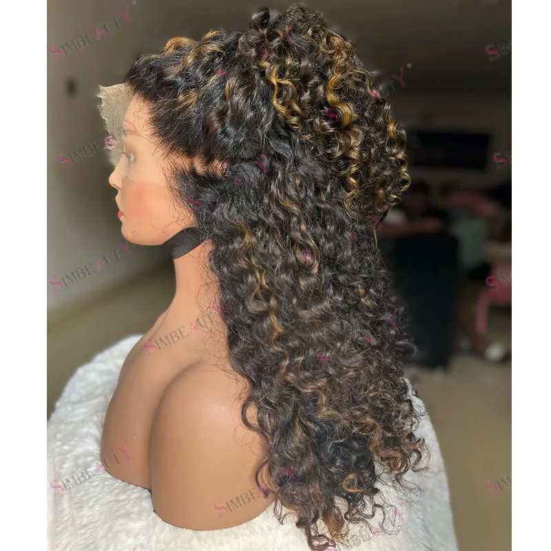

Lace Front Black Women Natural Hairline Highlight Curly Blonde Human Hair Wigs for Black Women Pre Plucked Full Lace Wigs Remy
