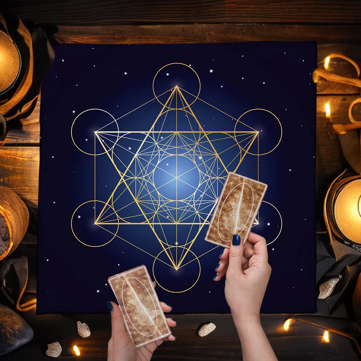 Geometric Altar Cloth Tarot Card Tablecloth With Flower Of Life Design Tarot Card Reading Mat For Metatron Cube Witchy Gift