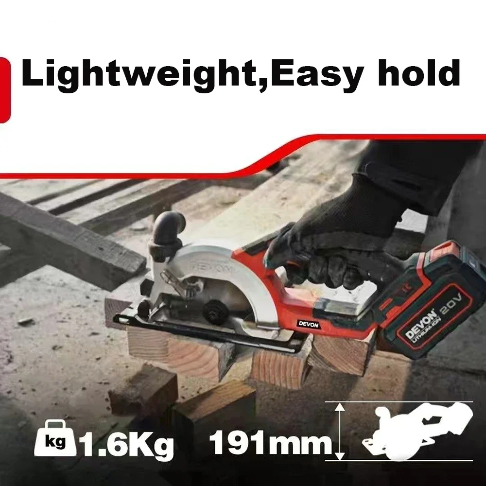 Devon 5835 Wireless Circular Saw Brushless 20v 140x20mm Depth 52.5mm Adjustable for Woodworking Universal Flex Battery Platform