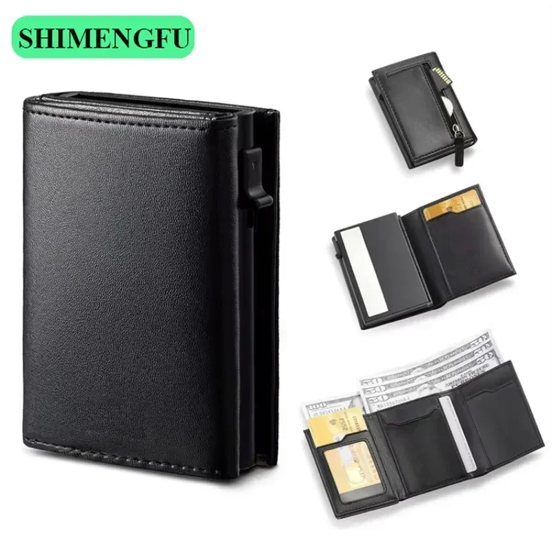 Luxury Genuine Leather Wallet RFID Blocking Card Holder Synthetic Leather Coin Purse Large Capacity Normcore Organizer