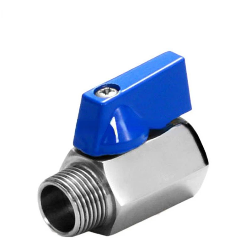 Stainless Steel Polished Mini Female Thread Blue Handle For Water Oil And Gas Ball Valves