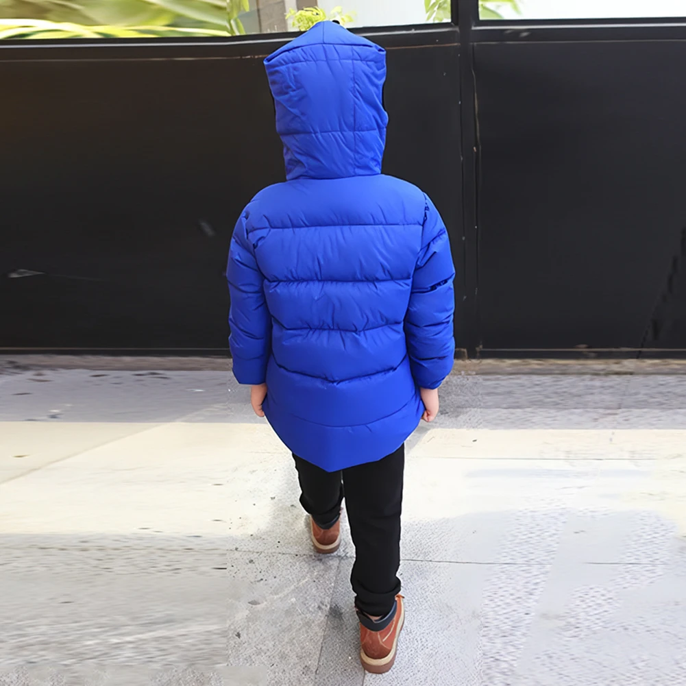 LPATTERN Children\'s Down Cotton Jacket with Hoodie Glasses Windproof Winter Coat Boys Thick Warm Quilted Cotton Parka Outerwear