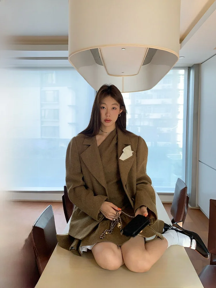 

Шерстяной костюм Ranwear с юбкой-трапецией в нескольких вариантах, весна 2025, модный женский комплект из двух предметов