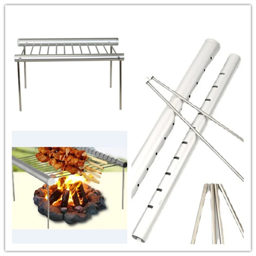 Grilling Fork Solid Convenient And Versatile Durable Fine Sanding Anti-corrosion Outdoor Cooking Storage Tube Portable Bbq Tongs