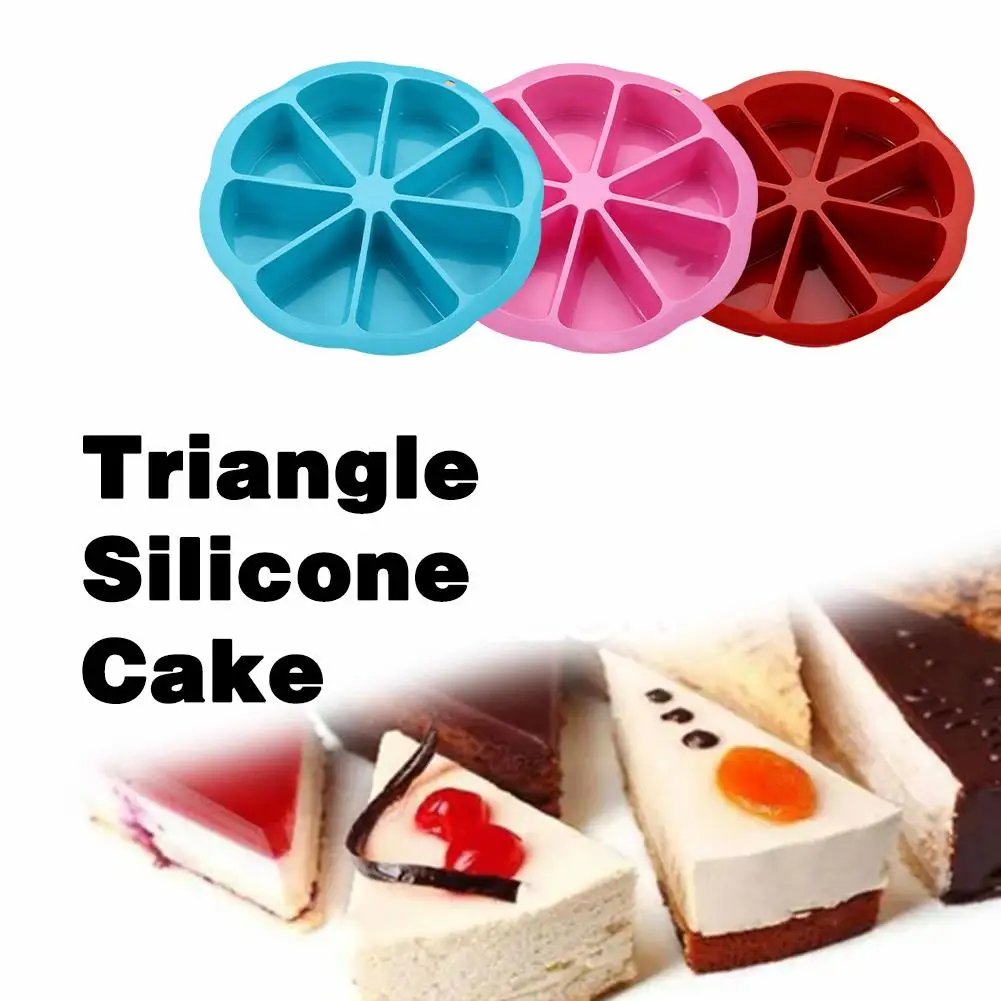 8 Hole Silicone Triangle Baking Mold Patisserie Portion Cake Gateau Pastry Moule Pan Slices Bread Mold Gateaux Pizza Tool E1Q6