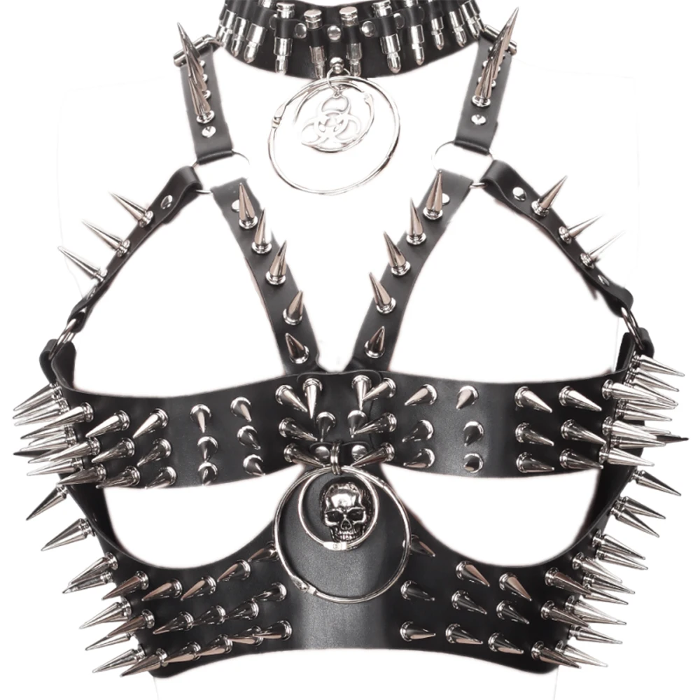 Women's Y2K Goth Top Emo Clothing Gothic Boho Tank Top with Spikes Cyber Punk Rock Style for Teens Festival Bra Grunge T-Shirt