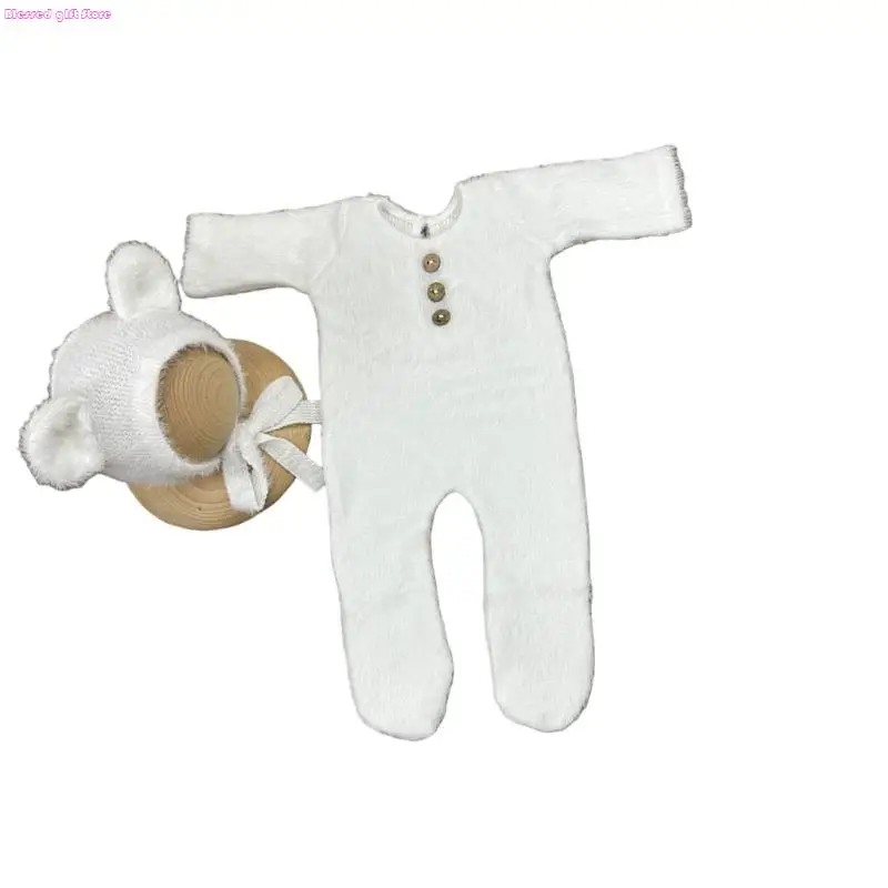 

D0JC для девочек и мальчиков, реквизит для фотосъемки, костюм для новорожденного, комбинезон с медведем, шляпа, одежда