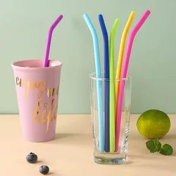 6/3/1 PCS Food Grade Colorful Silicone Straws for Children Drinking Water Drinks, Juice Curved Straws, Reusable Cocktail Straws