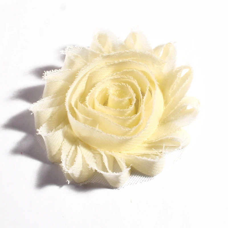 10pcs 2.6 ''15 Farben künstliche weiche schäbige ausgefranste Chiffon Dekorationen Stoff Blumenstrauß für Hochzeit Braut Girlande nach Hause – Detail 6