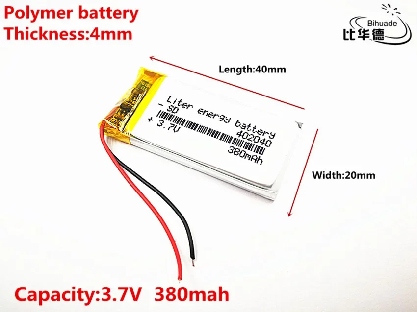 5pcs Liter energy battery Good Qulity 3.7V,380mAH,402040 Polymer lithium ion / Li-ion battery for TOY,POWER BANK,GPS,mp3,mp4