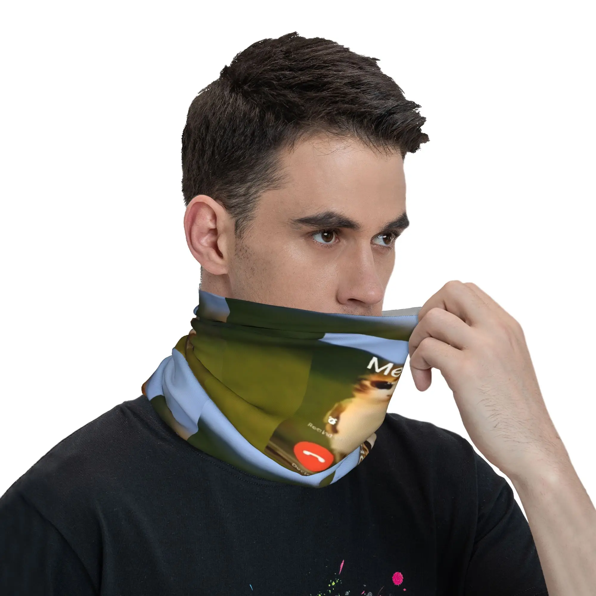 Meowl Is Calling Phone Call Meme Brainrot Cat Owl Bandana Neck Cover Printed Wrap Mask Scarf  Headwear Outdoor Sports For Adult - view 5