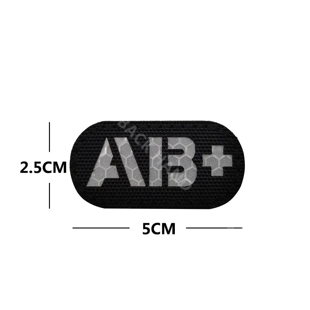 Blood Type A B O AB POS Positive Reflective Infrared IR Patch Glow in Dark Tactical Applique  Hook&Loop Badge Military