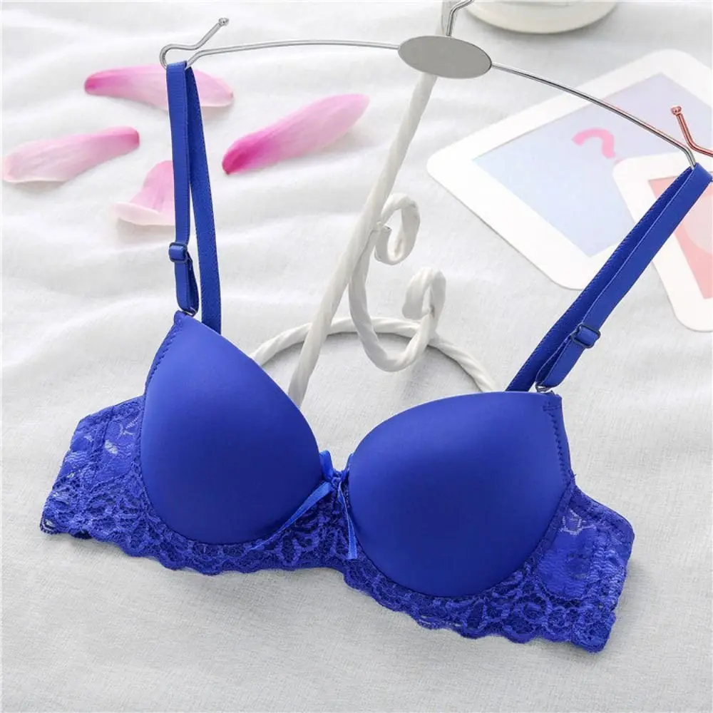

Fashion Mesh Lace Deep V Bra Embroidered Flowers Sweet Wireless Bra Women Underwear Intimates Thick Padded Bra Daily