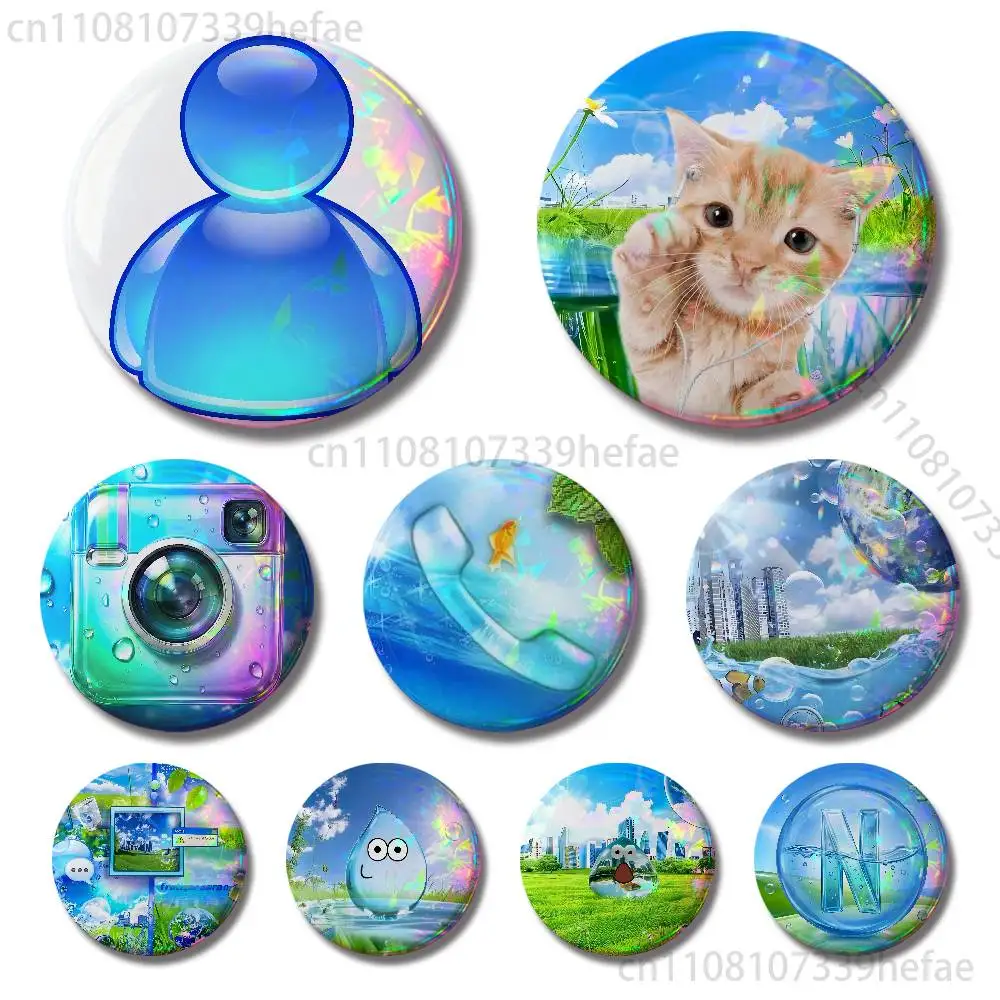 

F-Frutiger Aero Art Button Lapel Anime Pin Badges Brooch Jewelry Decoration Gift 25mm 32mm 44mm 58mm 75mm