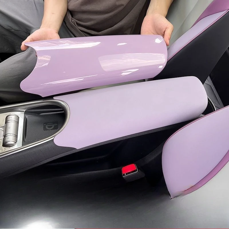 Non-Adhesive Leather Armrest Cover for BYD Dolphin, Scratch-Proof Center Console Wrap Easy to Clean and Breathable, Tool-Free