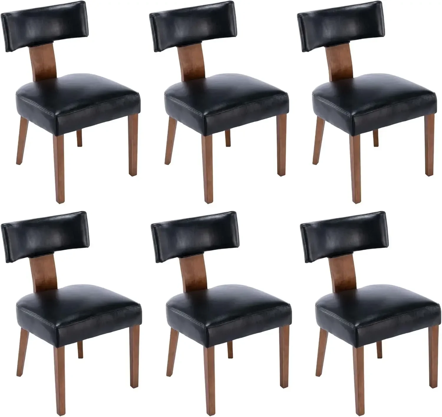 

Century Modern Dining Chairs Set of 6, PU Leather Upholstered Accent Chair Curved Backrest Kitchen Chairs