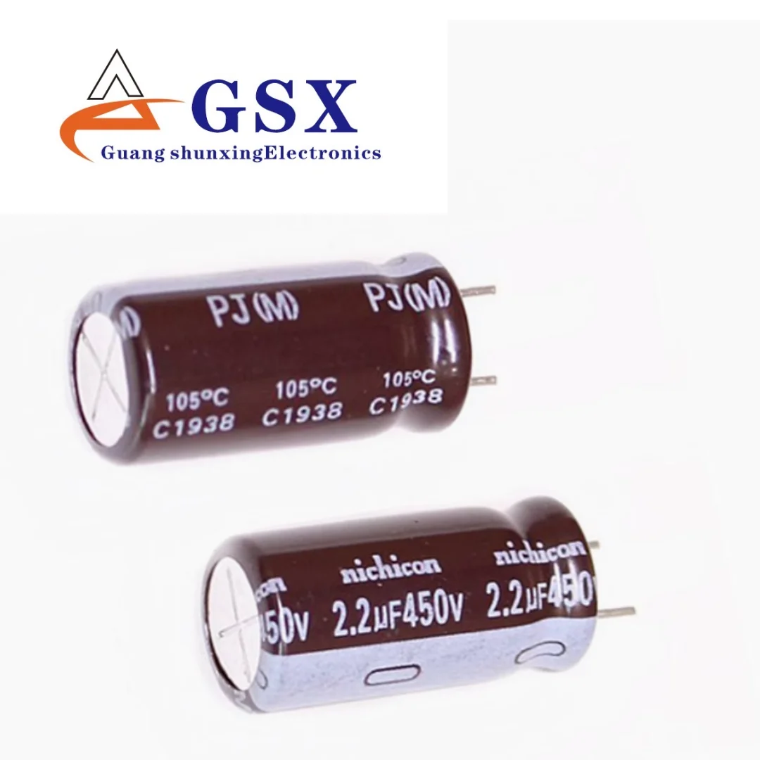 Condensador electrolítico de aluminio importado 2,2 UF 450V 450v2.2uf 10*20 Nijikang PJ alta frecuencia larga vida útil