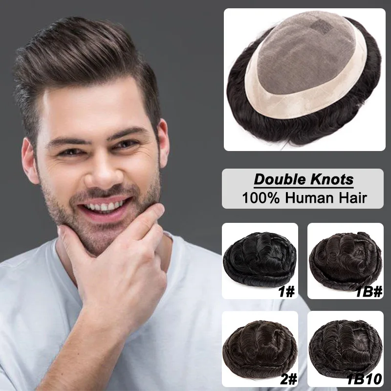 

Toupee Mono Men's Wig 100% Human Hair Durable Male Hair Men's Capillary Prosthesis Toupee Men 6" Hair Replacement System For Men