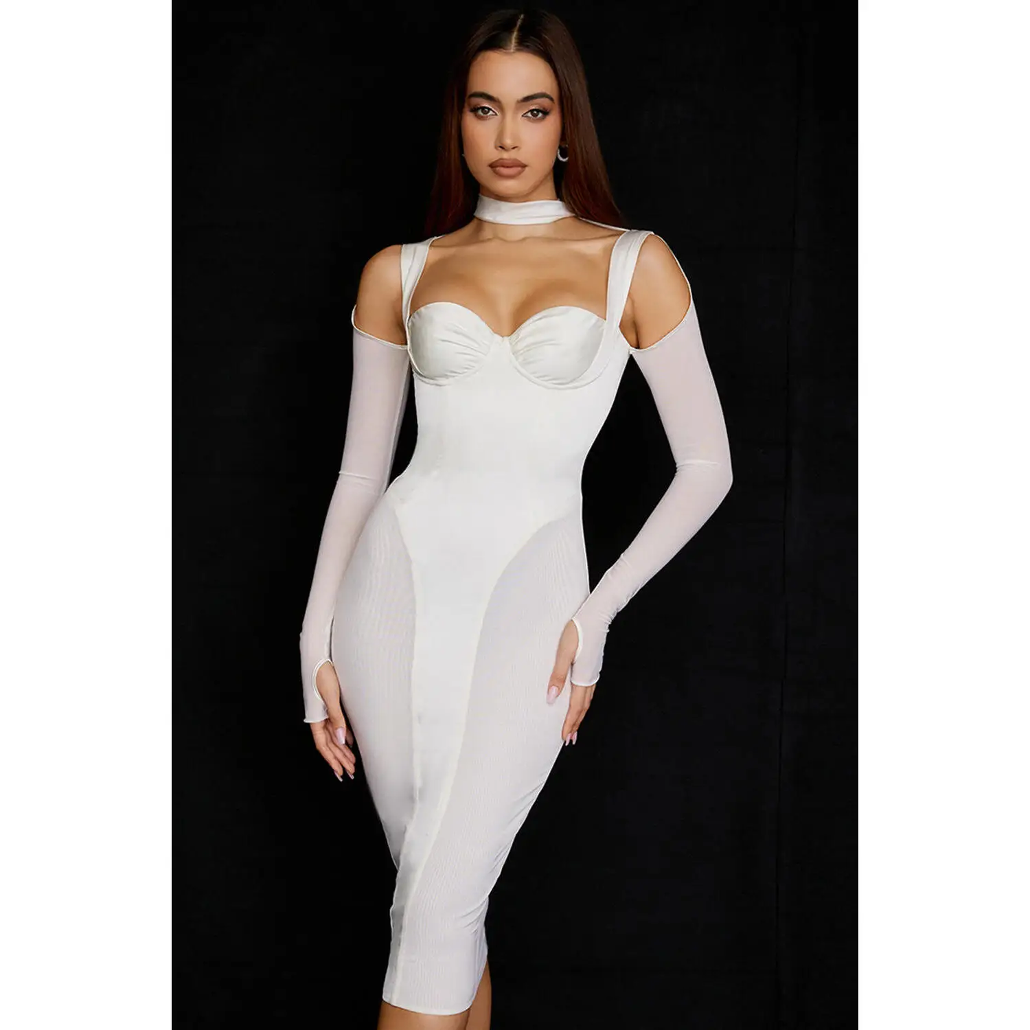 Tight Vestimetered Dr Net Sve High Waist H Skirt New Sle ort Summer Dr with Double Layer Collar Soliolor