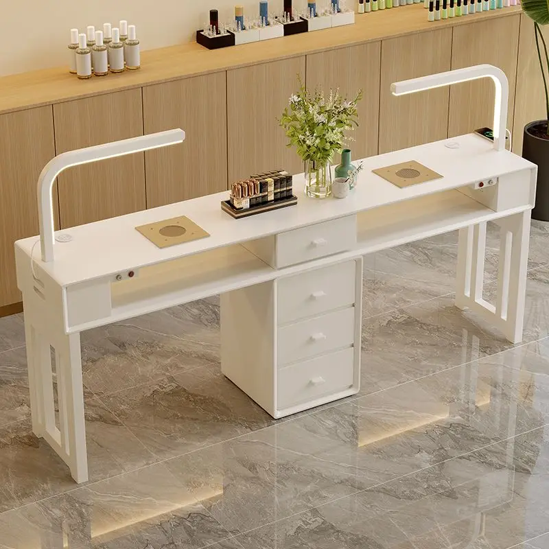 

Chairs Design Nail Desks Modern Equipment Beauty Light Nail Desks Multifunction Reception Tavolo Unghie Home Accessories