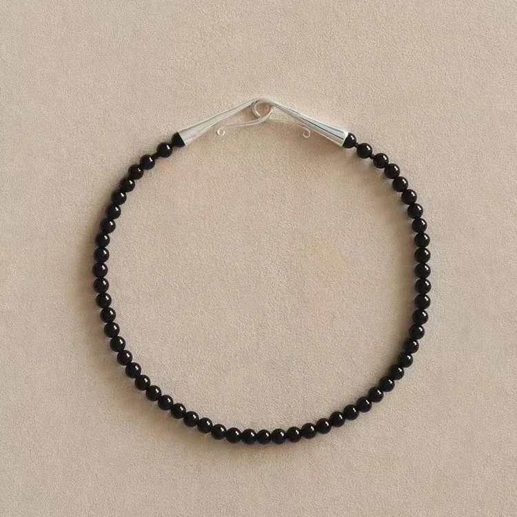 

Jenny&dave Natural Black Agate Bead Necklace, Collarbone Chain, Elegant Pearl Jewelry Necklace Necklaces For Women