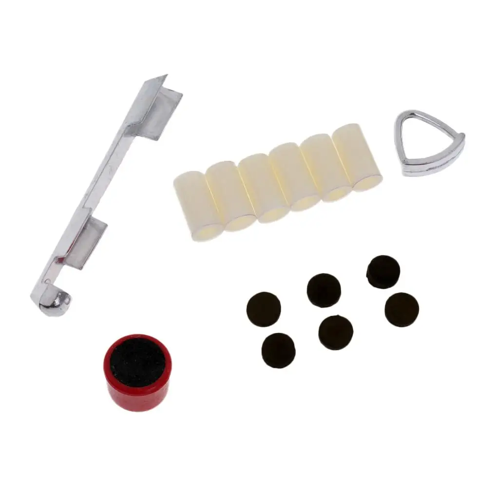 A Set of Snooker Pool Cue Repair Kit Tips Ferrules Scuffer Clamp