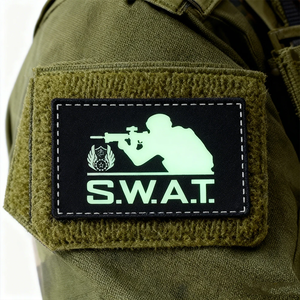 Glow in The Dark Swat Patch Luminous PVC Hook and Loop Tactical Military Combat Patches Emblem Badge for Backpack Vest Uniform view 2