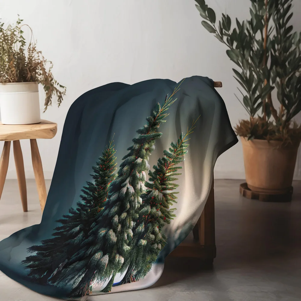 

Уютное зимнее лесное флисовое одеяло Tuniu для дивана-кровати, гостиной, спальни, декор, подарок