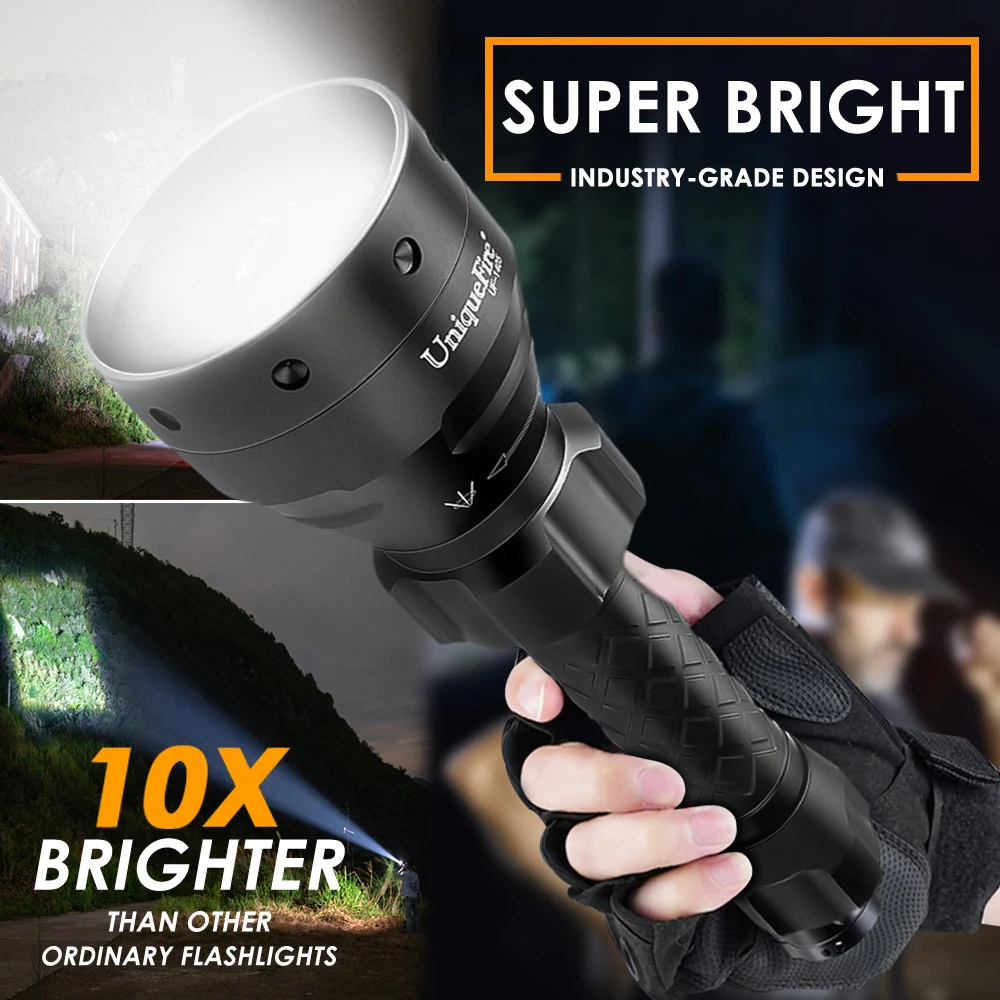 UniqueFire 1405 High Power LED Flashlight Multifunction Tactical Zoom 5 Modes White Light Outdoor Waterproof Torch for Camping