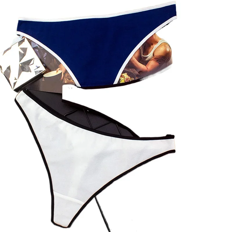 Damenunterwäsche, Baumwoll-Sportstil, kontrastfarbener Rand, niedrige Taille, nahtloser Damen-Slip, Tanga S9780