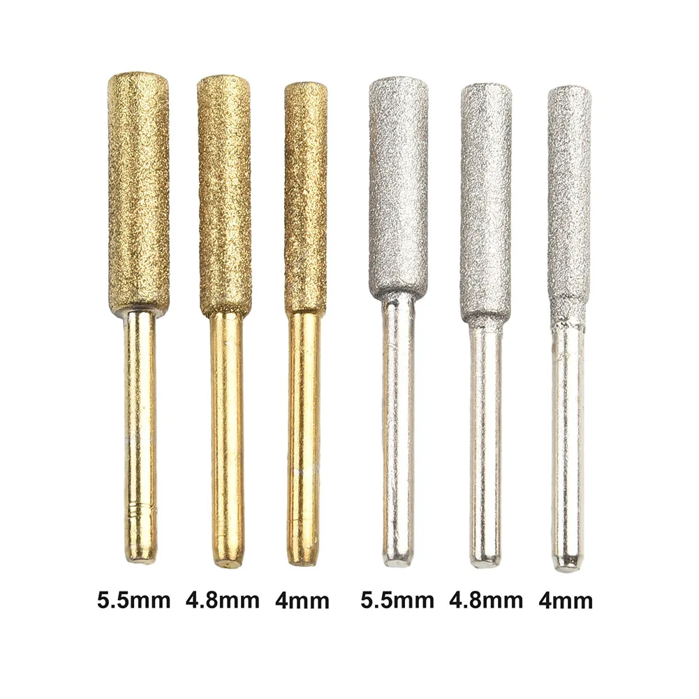 Diamond Coated Cilíndrico Burr Chainsaw Sharpener Stone File Chain Saw Sharpening Carving Grinding Tools mm 4.8 mm 5.5 mm Pcs
