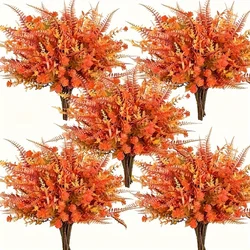 10PCS UV-resistant artificial fall bouquets, artificial orange fall plants - outdoor  window frames, fireplace, garden,decorate