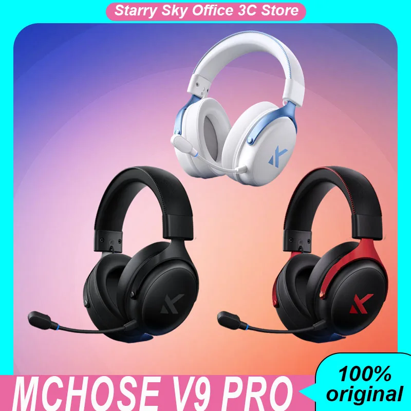 MCHOSE V9 Pro Gaming Headphone Wireless Tri-Mode Head-Mounted Omnidirectional Pickup Noise Cancelling Microphone Custom Headsets